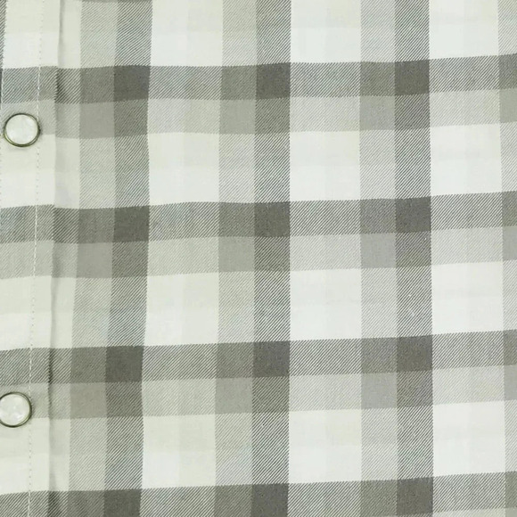 Club Monaco Slim Medium Men's Pearl Snap White Tan Check Cowboy Western Style - Picture 4 of 8